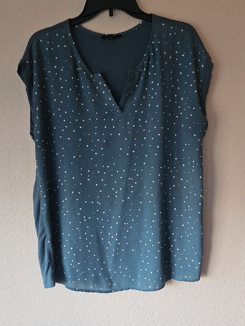 Papermoon‎ Teal Polka Dot Split-V Blouse XL